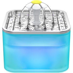 HINTON Stainless Steel Bowl Bpa-free Plastic Dog & Cat Water Fountain with LED Light, 101-oz, Green