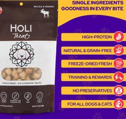 HOLI All Natural & Wild Caught Elk & Venison Meat Dog Freeze-Dried Treat, 3-oz bag slide 2 of 8