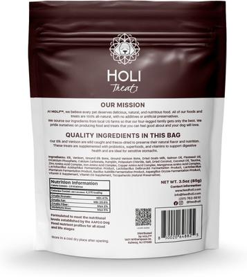 Show full view: HOLI All Natural & Wild Caught Elk & Venison Meat Dog Freeze-Dried Treat, 3-oz bag slide 3 of 7