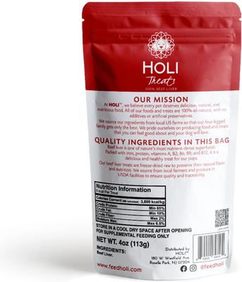 Show full view: HOLI Beef Liver Grain-Free Freeze-Dried Dog Treats, 2-oz bag slide 4 of 9