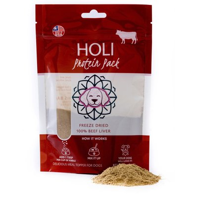 HOLI HOLI Beef Liver Protein Pack Grain-Free Freeze-Dried Dog Food Topper, 4-oz bag