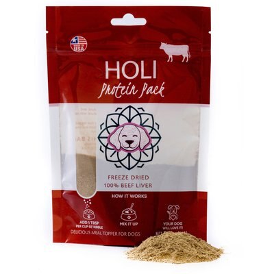HOLI HOLI Beef Liver Protein Pack Grain-Free Freeze-Dried Dog Food Topper, 8-oz bag
