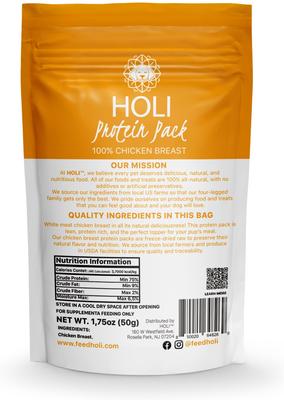 Show full view: HOLI Chicken Breast Protein Pack Grain-Free Freeze-Dried Dog Food Topper, 1.75-oz bag slide 6 of 9
