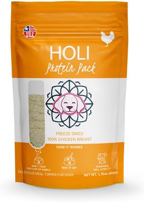Show full view: HOLI Chicken Breast Protein Pack Grain-Free Freeze-Dried Dog Food Topper, 7-oz bag slide 7 of 9