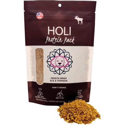 HOLI HOLI Elk & Venison Protein Pack Grain-Free Freeze-Dried Dog & Cat Food Topper, 6-oz bag