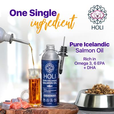 Show full view: HOLI Pure Icelandic Salmon Oil Skin & Coat Health Dog Supplement, 10-fl oz bottle slide 4 of 7