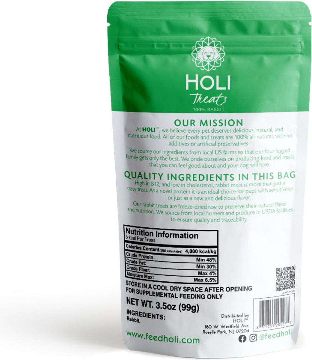 HOLI Rabbit Grain-Free Freeze-Dried Dog Treats, 3.5-oz bag - Chewy.com