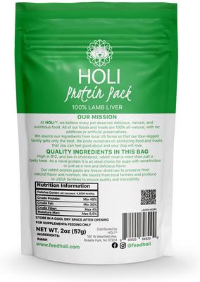 Show full view: HOLI Rabbit Protein Pack Grain-Free Freeze-Dried Dog Food Topper, 3.5-oz bag slide 6 of 9