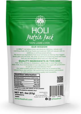 Show full view: HOLI Rabbit Protein Pack Grain-Free Freeze-Dried Dog Food Topper, 8-oz bag slide 6 of 9