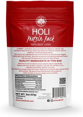 Show full view: HOLI Topper Variety Pack Beef Liver, Wild Caught Salmon, Chicken Breast Dog & Cat Food topping, 5.25-oz bag slide 5 of 8