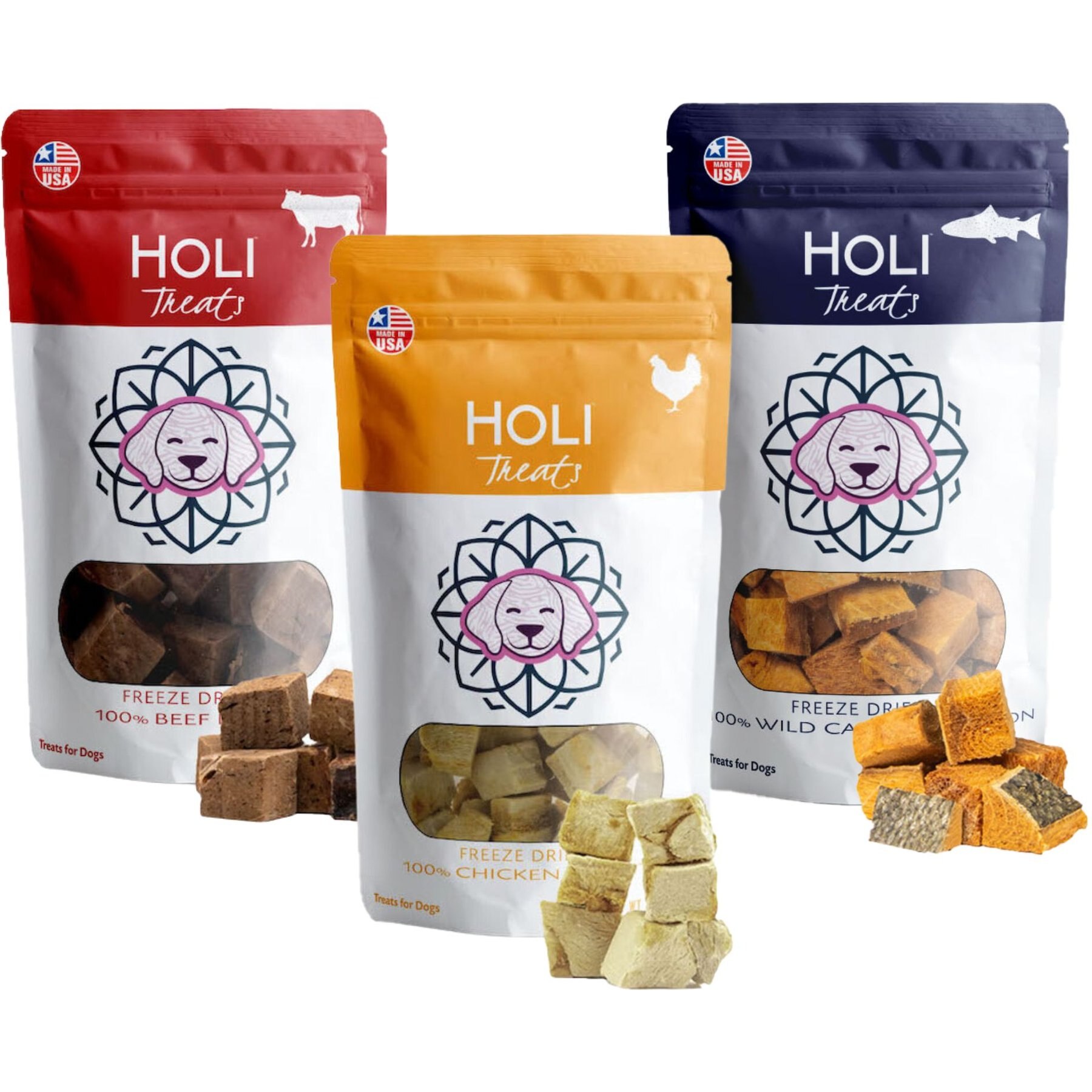 HOLI Treat Variety Pack Beef Liver, Wild Caught Salmon, Chicken Breast Dog & Cat Treat, 5.25-oz bag