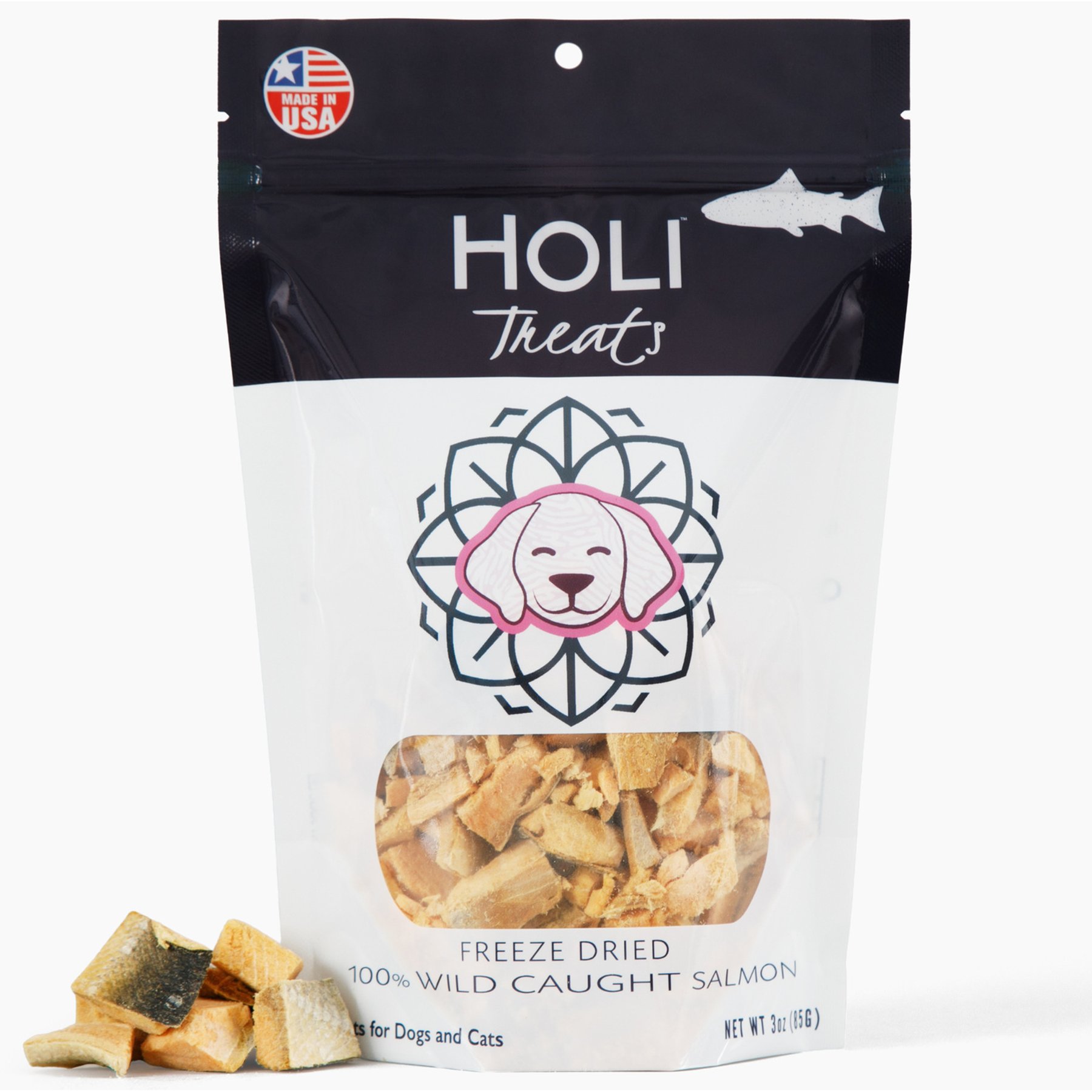 HOLI Wild Caught Salmon Grain-Free Freeze-Dried Dog & Cat Treats, 3-oz bag