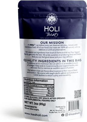 Show full view: HOLI Wild Caught Salmon Grain-Free Freeze-Dried Dog Treats, 3-oz bag slide 6 of 9
