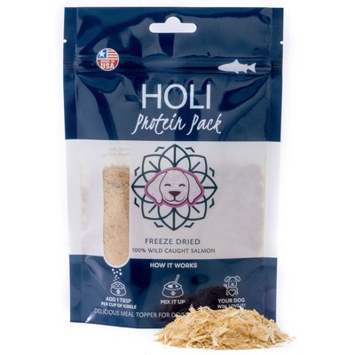 HOLI HOLI Wild Caught Salmon Protein Pack Grain-Free Freeze-Dried Dog Food Topper, 3-oz bag