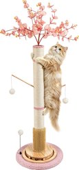 HOMAGICO 45-in Sherpa Scratching Post Self Groomer Brush Interactive Ball Cat Tree, Pink slide 1 of 6