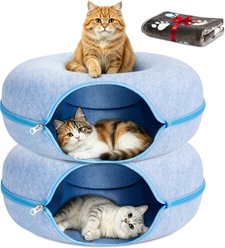 HOMAGICO Cat Cave Tunnel Bed, 2 count, Large: 24-in, Blue