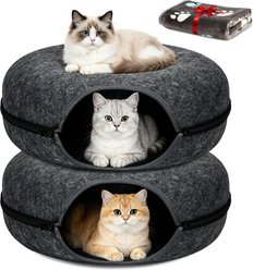 HOMAGICO Cat Cave Tunnel Bed, Large: 24-in, 2 count, Black