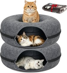 HOMAGICO Cat Cave Tunnel Bed, Large: 24-in, 2 count, Dark Grey