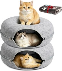 HOMAGICO Cat Cave Tunnel Bed, Large: 24-in, 2 count, Light Grey slide 1 of 7