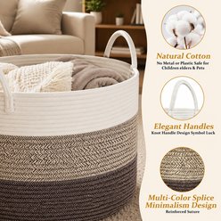 HOMAGICO Cotton Rope Dog & Cat Toy Storage Basket, Brown, X-Large: 22 x 13-in slide 2 of 6