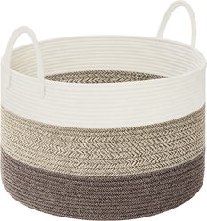 HOMAGICO Cotton Rope Dog & Cat Toy Storage Basket, Brown, X-Large: 22 x 13-in