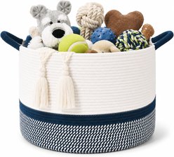 HOMAGICO Cotton Rope Elevated Storage Basket Dog Toy Bin, X-Large, Blue