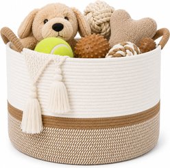 HOMAGICO Cotton Rope Elevated Storage Basket Dog Toy Bin, X-Large, Brown