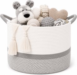 HOMAGICO Cotton Rope Elevated Storage Basket Dog Toy Bin, X-Large, Grey