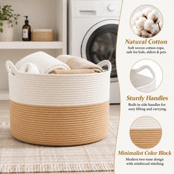 HOMAGICO Cotton Rope Storage Basket Dog & Cat Toy-Bin, 2 count, X-Large: 22 x 13-in, Jute slide 2 of 6