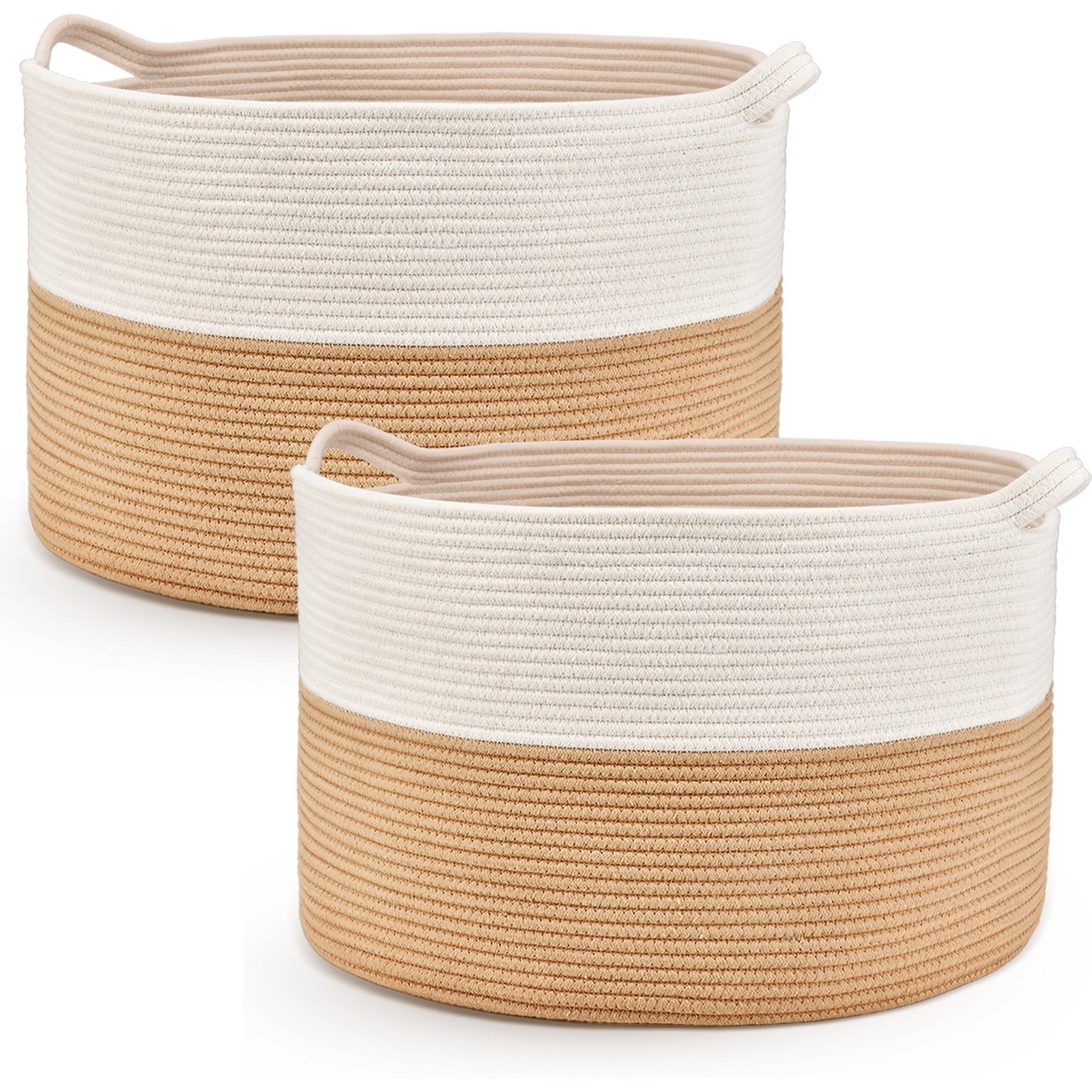 HOMAGICO Cotton Rope Storage Basket Dog & Cat Toy-Bin, 2 count, X-Large: 22 x 13-in, Jute