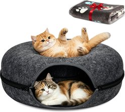 HOMAGICO Hideaway Cave & Scratcher Stuffing Free Chasers Tunnel Cat Toy, 20-in, Black slide 1 of 7
