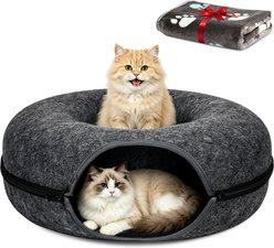 HOMAGICO Hideaway Cave & Scratcher Stuffing Free Chasers Tunnel Large Cat Toy, Black