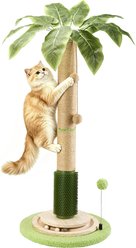 HOMAGICO Sisal Rope 45-in Sherpa Scratching Posts Cat Tree with Self Groomer Brush & Interactive Ball, Green slide 1 of 7
