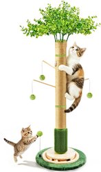 HOMAGICO Sisal Rope Self Groomer Brush 45-in Sherpa Scratching Post Cat Tree, Green