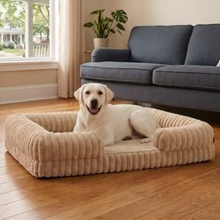 HOMAGICO Waterproof Orthopedic Novelty Furniture Style Sofa Dog Couch Bed with Removable Cover, Non-Slip Bottom & Egg-Crate Foam, Brown, Large slide 1 of 6