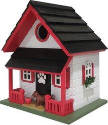 Home Bazaar Bow Wow Birdhouse, Red/White