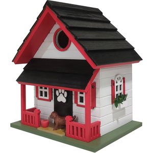 Home Bazaar Bow Wow Birdhouse, Red/White