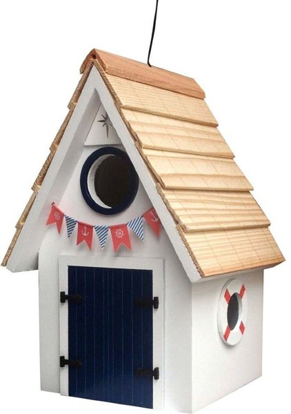 Show full view: Home Bazaar Dockside Cabin Birdhouse, White slide 1 of 2