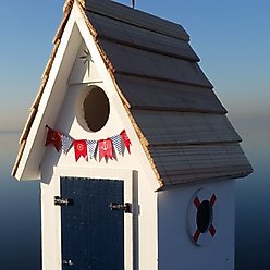 Home Bazaar Dockside Cabin Birdhouse, White slide 2 of 2