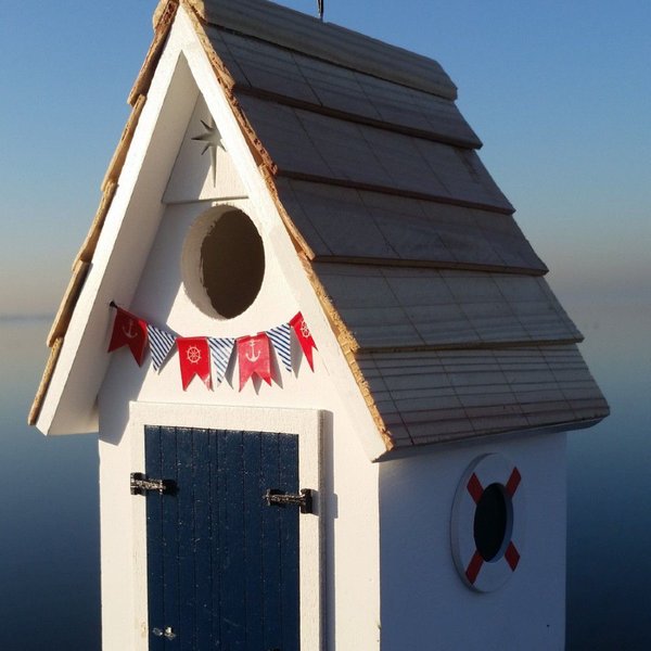 Show full view: Home Bazaar Dockside Cabin Birdhouse, White slide 2 of 2