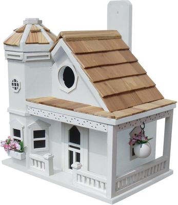 Show full view: Home Bazaar Flower Pot Cottage Birdhouse, White slide 1 of 3