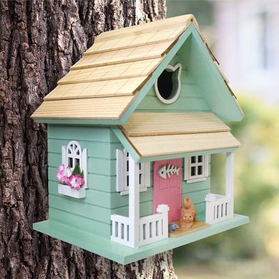Show full view: Home Bazaar Kitty Cottage Birdhouse, Green slide 9 of 9