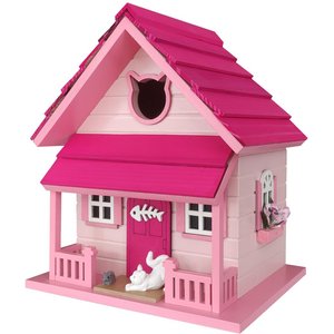 Home Bazaar Kitty Cottage Birdhouse, Pink