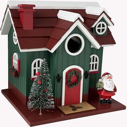 Home Bazaar Mistletoe Manor Ventilated Wooden Bird House, Green