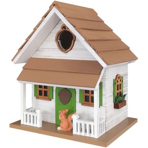 Home Bazaar Squirrel Cottage Birdhouse, White