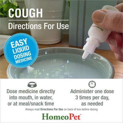 Show full view: HomeoPet Cough Homeopathic Medicine for Cough Suppressant for Birds, Cats, Dogs & Small Pets, 450 drops slide 6 of 9