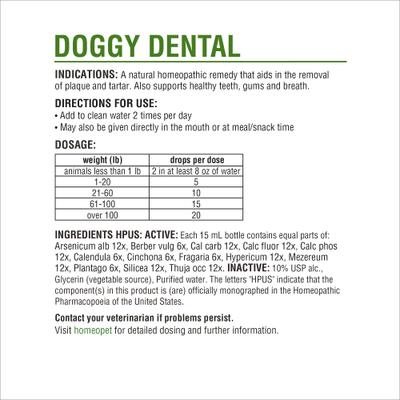 Show full view: HomeoPet Doggy Dental Dog Supplement, 15mL bottle slide 7 of 9