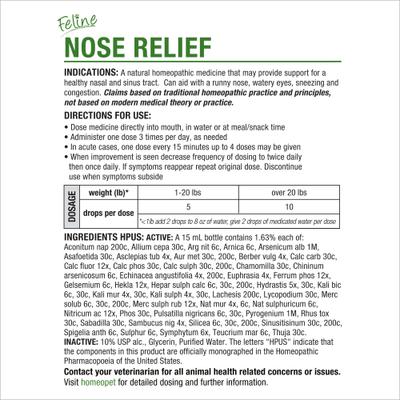 Show full view: HomeoPet Feline Nose Relief Homeopathic Medicine for Nasal & Sinus Infection for Cats, 450 drops slide 7 of 10