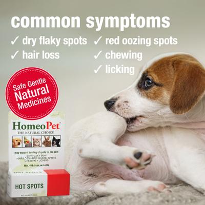 Show full view: HomeoPet Hot Spots Homeopathic Medicine for Hot Spots for Birds, Cats, Dogs & Small Pets, 450 drops slide 4 of 9