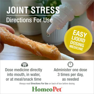 Show full view: HomeoPet Joint Stress Homeopathic Medicine for Joint Pain/Arthritis for Birds, Cats, Dogs & Small Pets, 450 drops slide 6 of 9